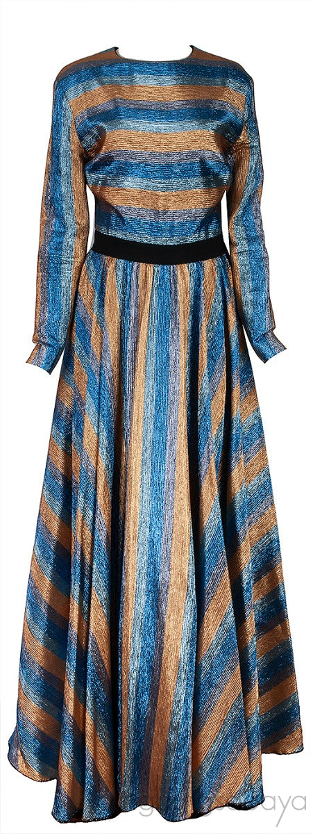 Metallic Stripe Long Dress