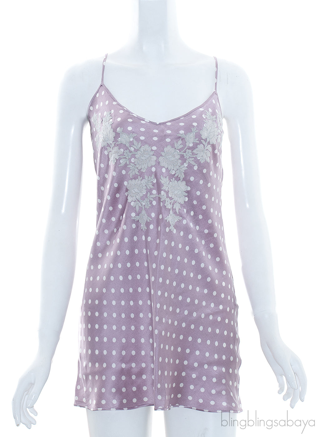 Lilac Polka Dot Satin Chemise