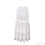 Waimari White Ruffle Trim Maxi Skirt