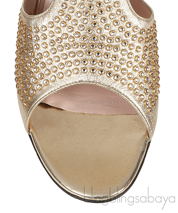 Gucci Gold Fedra Crystal Embellished Heels