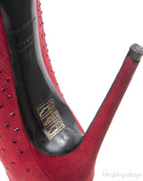 Dolce & Gabbana Red Suede Crystal Heels