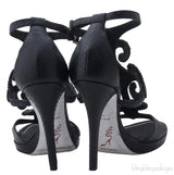 Black Swirl Strass Python Heels
