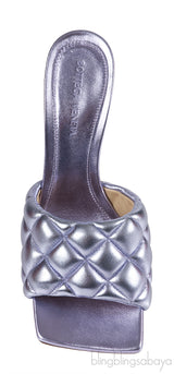 Bottega Veneta Metallic Purple Padded Lido Heeled Mules