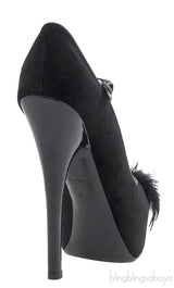 Black Velvet Crystal/Feather Heels