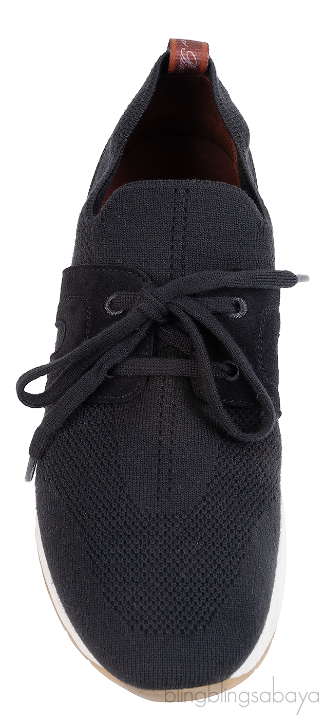 Loro Piana Black Flexy Walk Wish Wool Sneakers