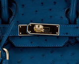 Birkin 30 Ostrich Blue Cobalt