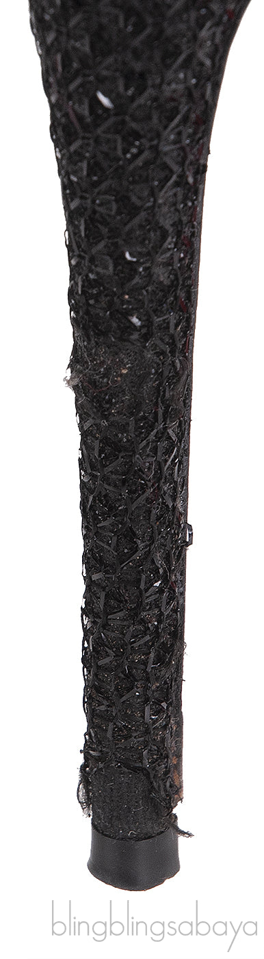 Christian Louboutin Metallic Black Fabric Heels