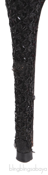 Christian Louboutin Metallic Black Fabric Heels