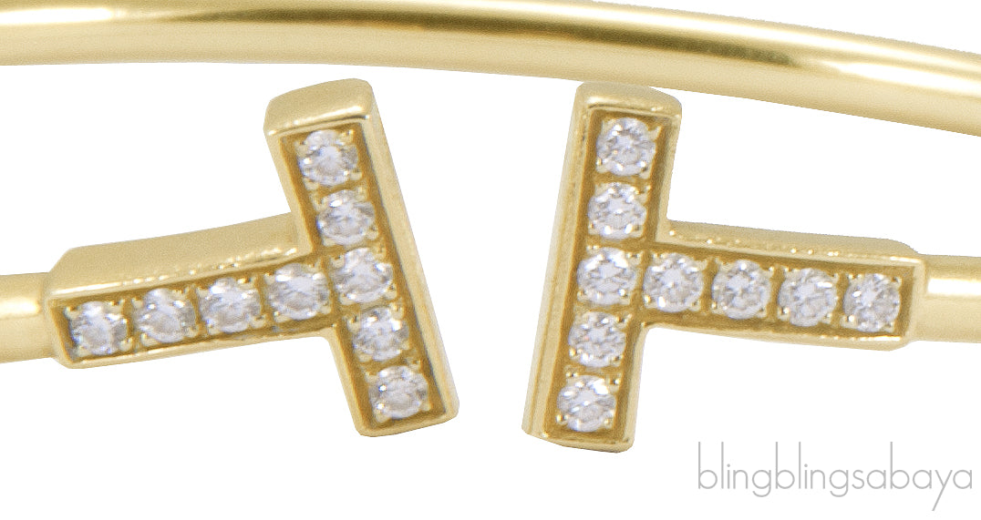 T Wire Gold Diamond Bracelet