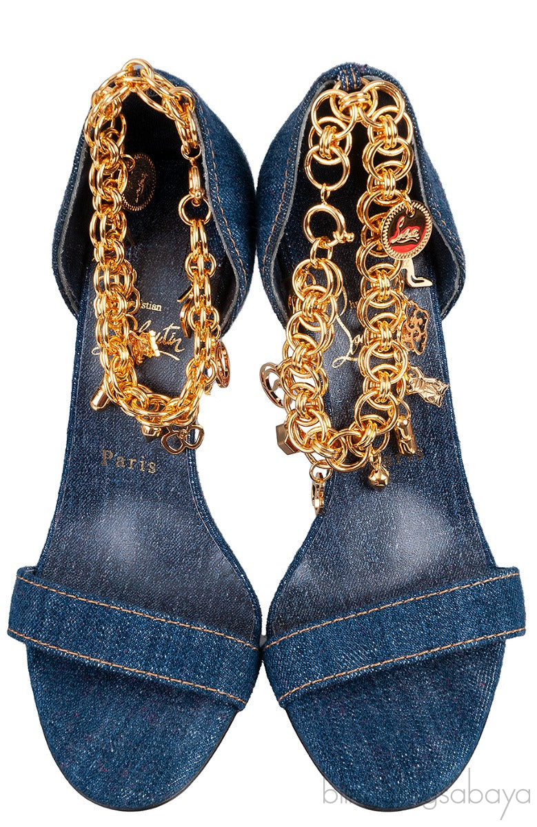 Gourmi 100 Chain-embellished Denim Sandals