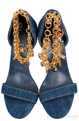 Gourmi 100 Chain-embellished Denim Sandals