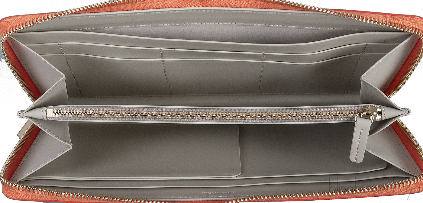 Orange Long Clutch Wallet  w/ Passport Holder