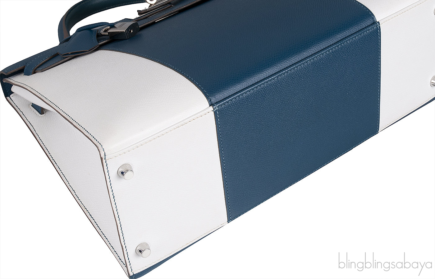 Kelly 35 Flag Blue Thalassa & White Epsom Sellier PHW