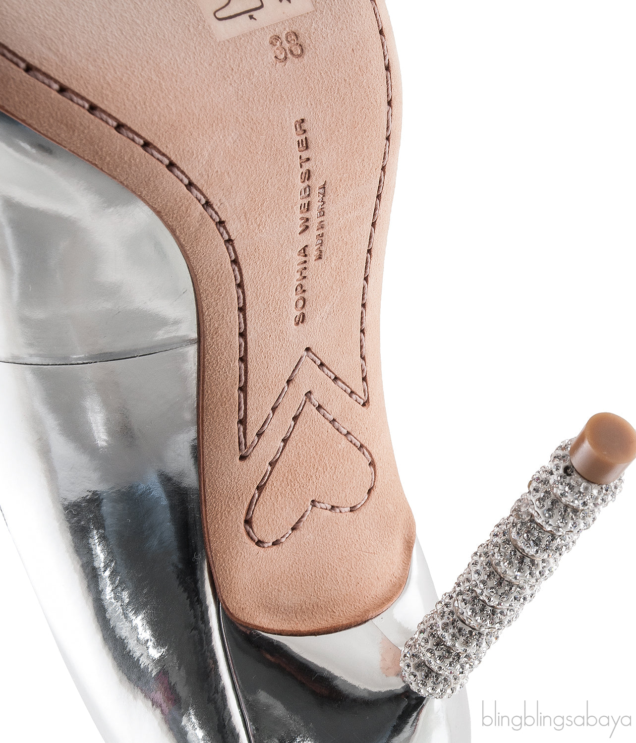 Coco Crystal Silver Metallic Heels