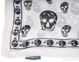 White Silk Chiffon Skull Scarf