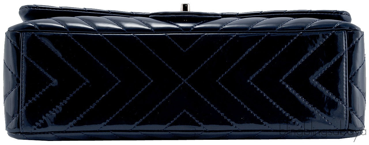 Blue Indigo Patent Chevron Maxi Bag