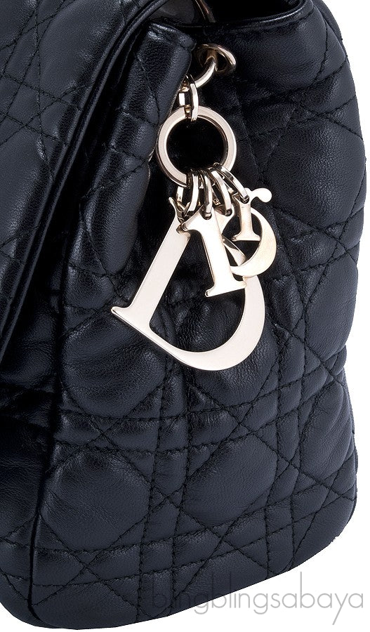 Black Leather Cannage Shoulder Bag
