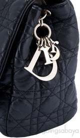 Black Leather Cannage Shoulder Bag