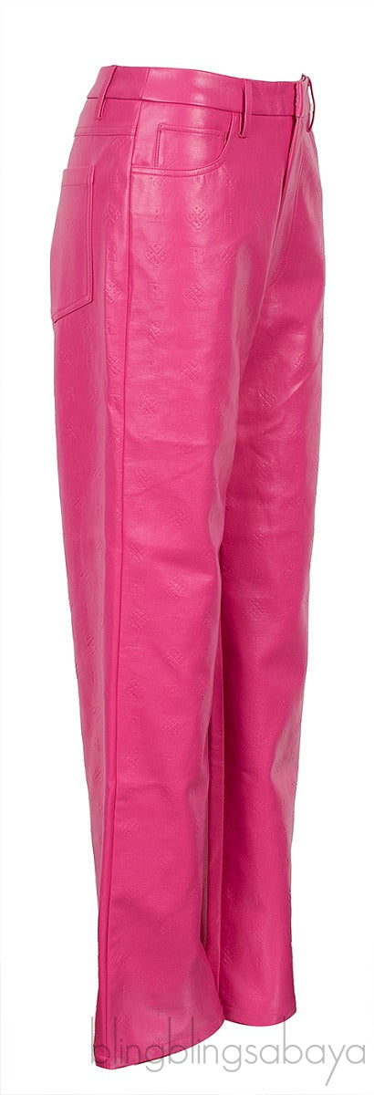 Lynn Pink Embossed Leather Pants