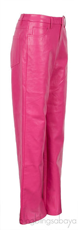 Lynn Pink Embossed Leather Pants