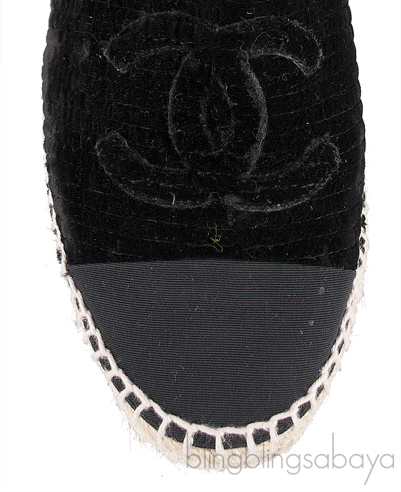 Chanel Velvet CC Cap Toe Espadrille