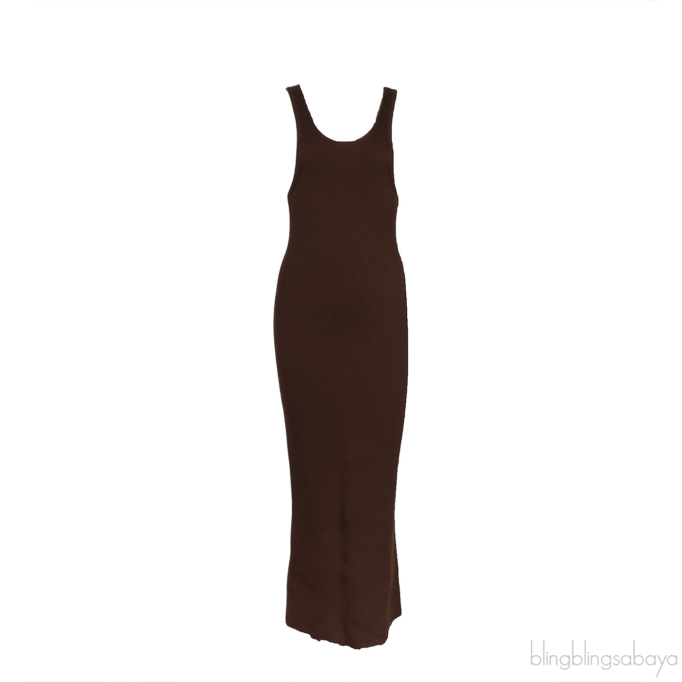 Brown Knitted Tank Maxi Dress