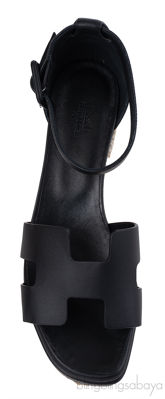 Hermes Black Elda Espadrille in Calfskin