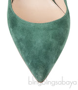 Emerald Suede Pointed Toe Heels