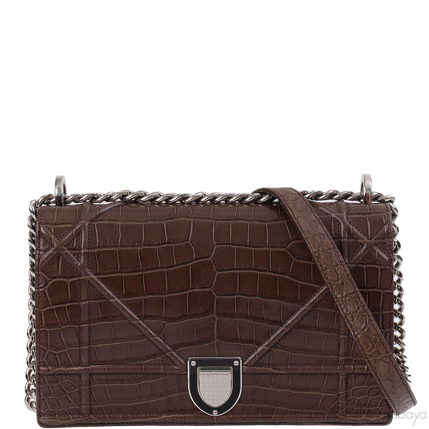 Christian Dior Diorama Brown Crocodile Flap Bag