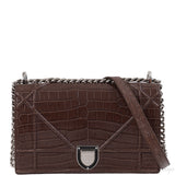 Christian Dior Diorama Brown Crocodile Flap Bag