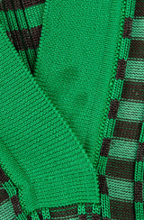 Green Knitted Checkered Maxi Dress