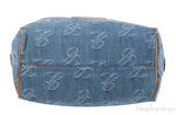 Chopard Blue Denim Distressed Logo Shoulder Bag