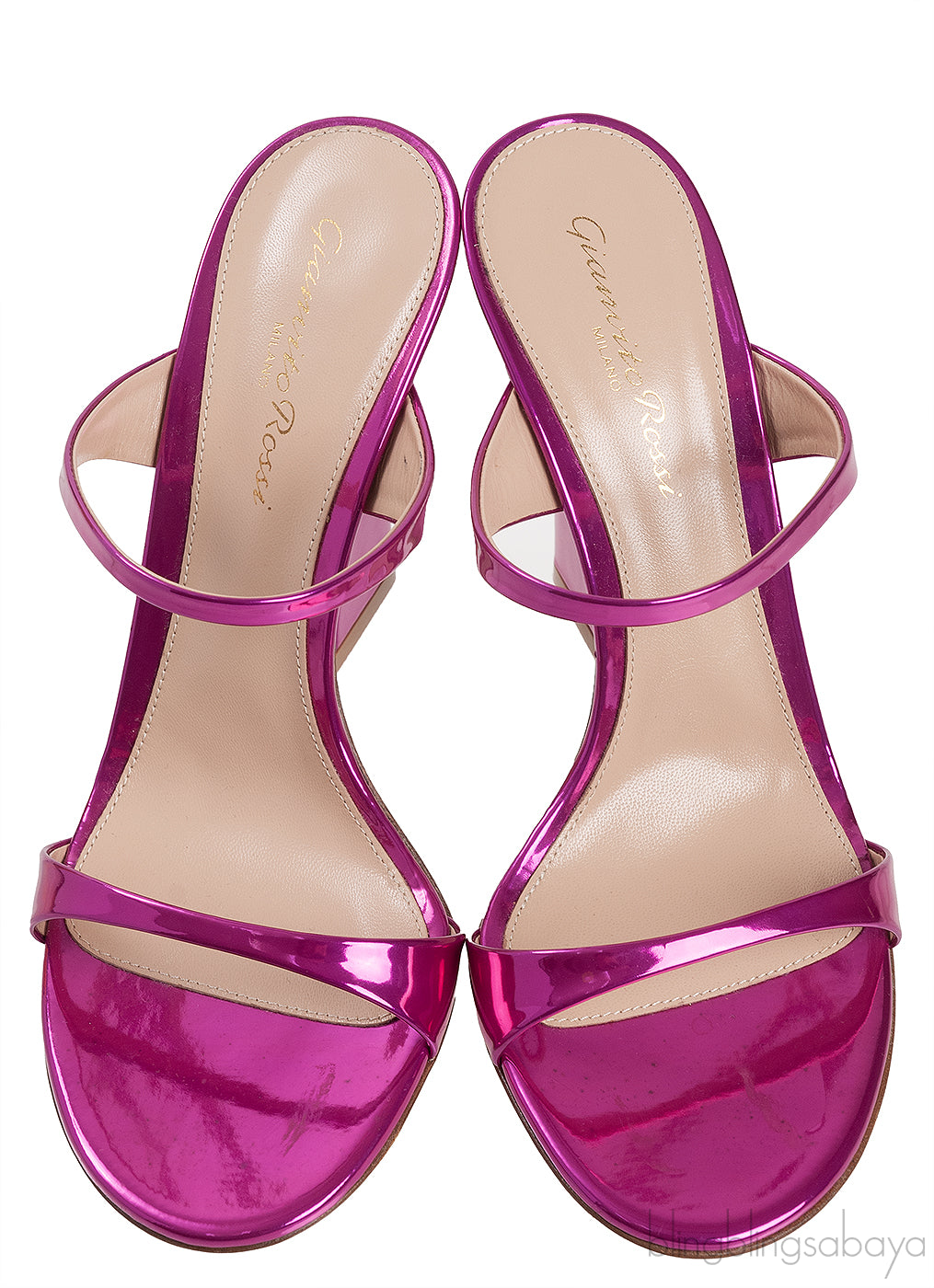 Gianvito Rossi Aura Metallic Pink Two Strap Mules
