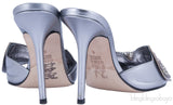 Silver Leather Bow Crystal Sandals