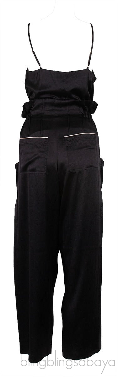 Black V-neck Cami Top & Black Pink Trim Pajama