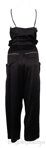 Black V-neck Cami Top & Black Pink Trim Pajama