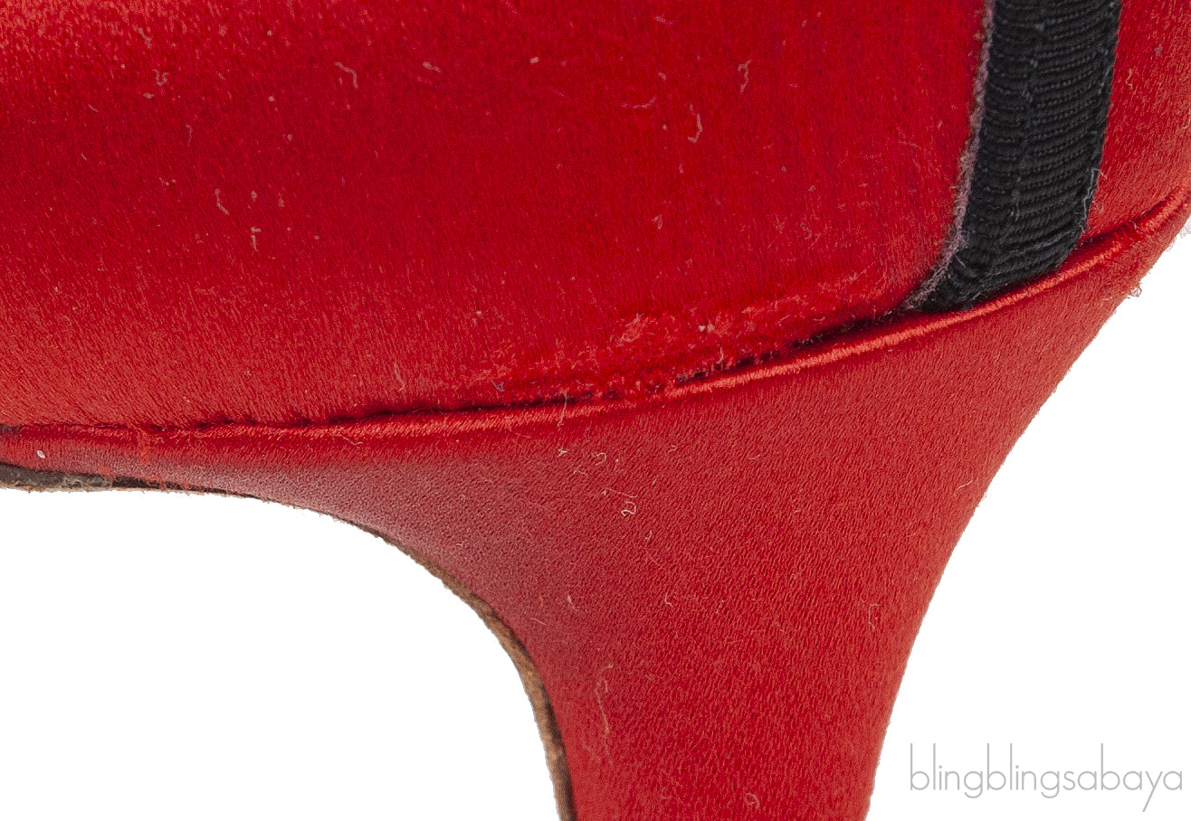 Sarah Jessica Parker Red Satin Crystal Embellished Heels