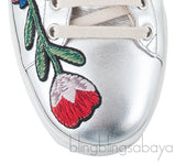 Floral Patch Silver Metallic Sneakers
