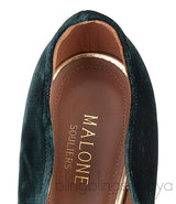 Maureen Emerald Velvet Gold Leather Trimmed Heels