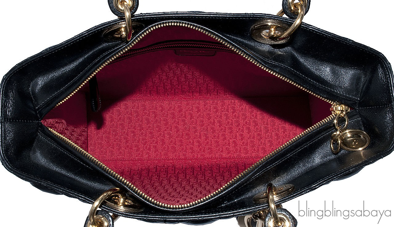 Lady Dior Large Black Quilted Bag