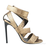 Gold Python Strappy Sandals