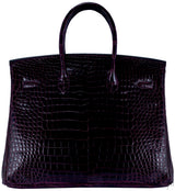 Birkin 35 Patent Prune Crocodile