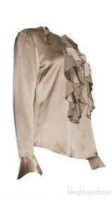Gold Ruffled Long Sleeve Shirt