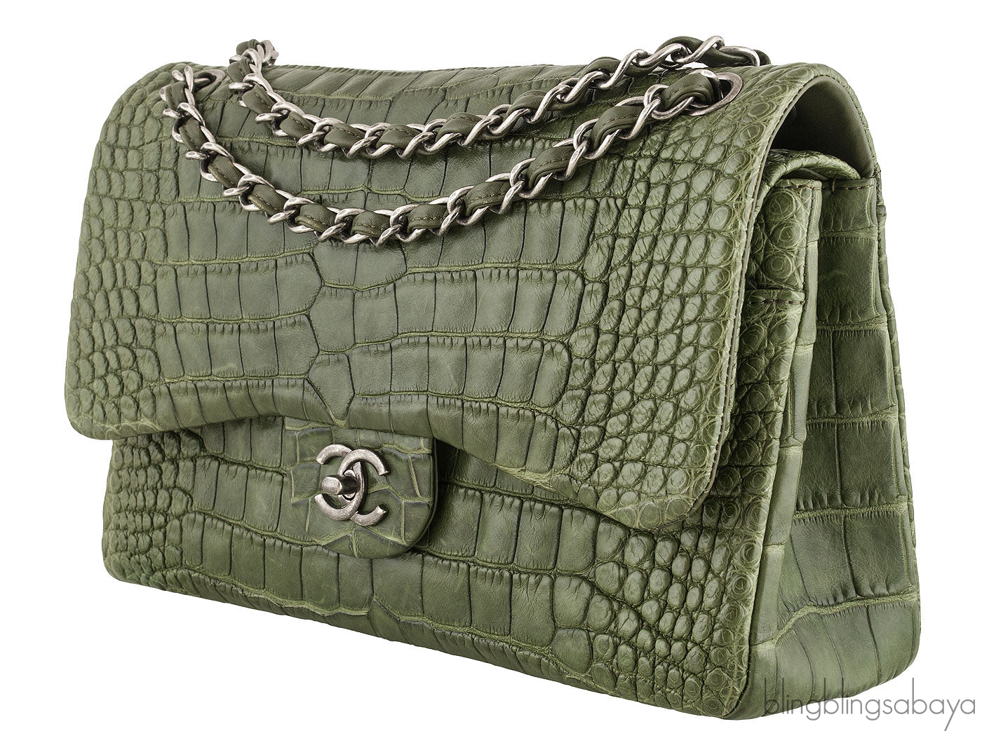 Classic Crocodile Jumbo Flap Bag