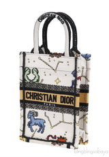 Canvas Embroidered Pixel Zodiac Mini Book Tote Bag