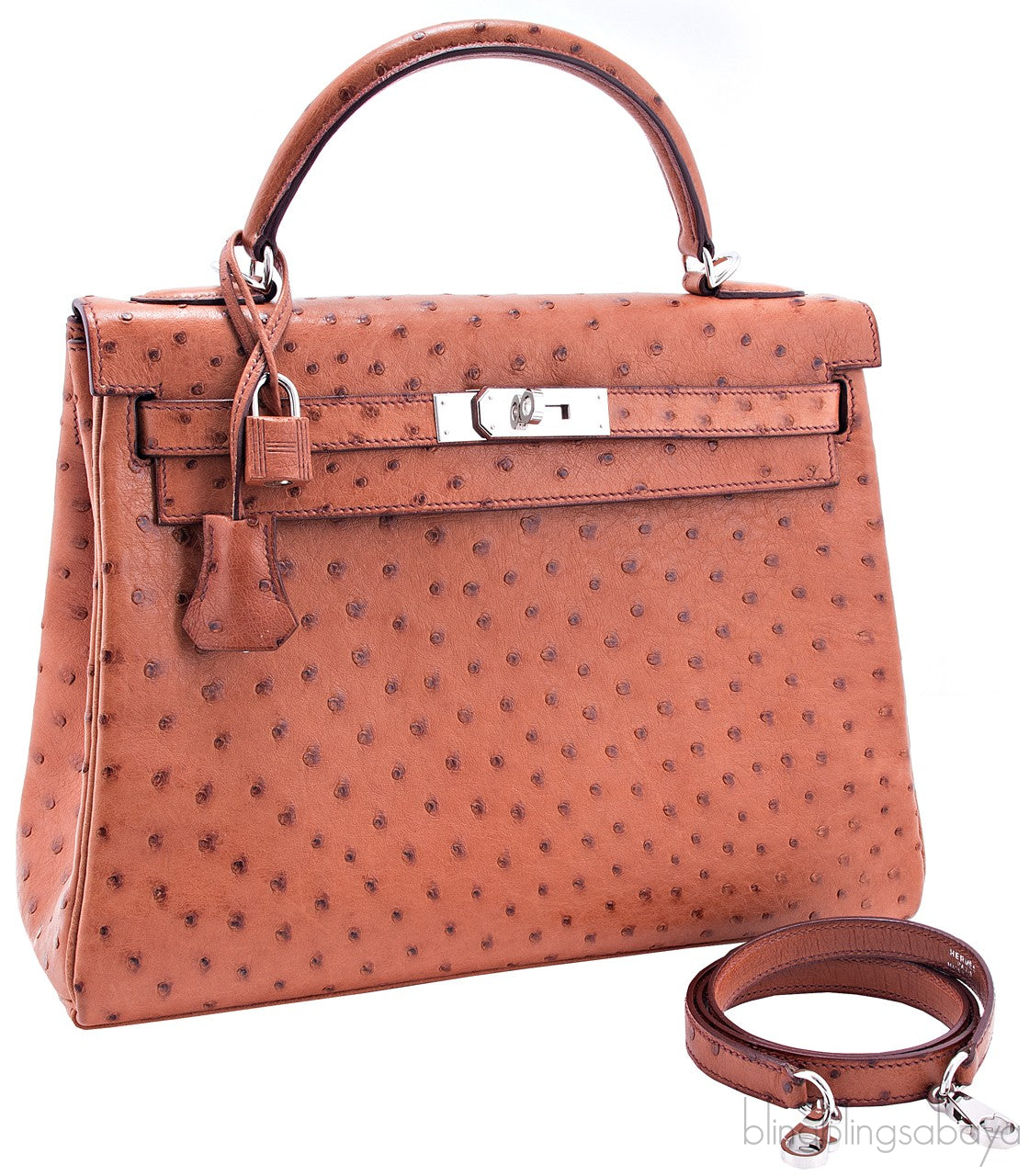 Kelly 32 Cognac Gold Ostrich