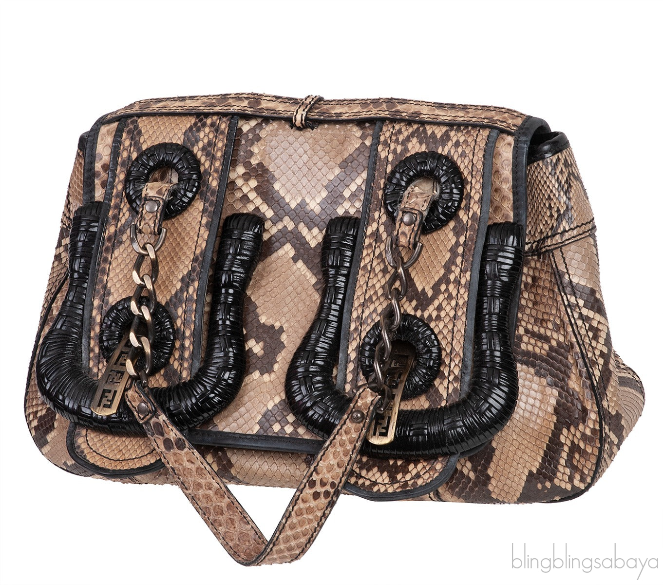 Fendi Brown Natural Python Flap Bag