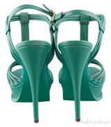 Yves Saint Laurent Green Strappy Slingback Sandals