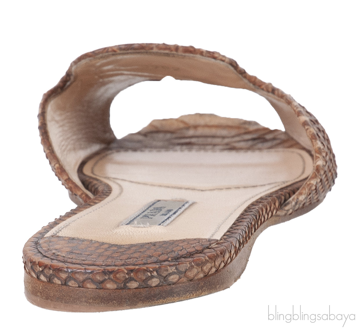 Brown Python Open Toe Slide Sandals 38
