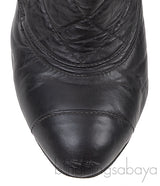 Black Mix Quilted Leather Ankle Boots